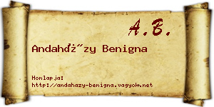 Andaházy Benigna névjegykártya